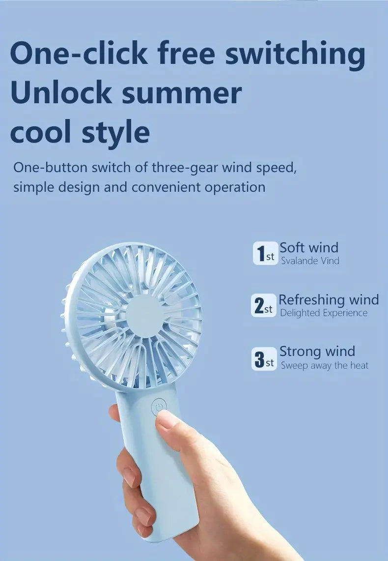 Mini USB Handheld Desk Fan - Portable and Quiet