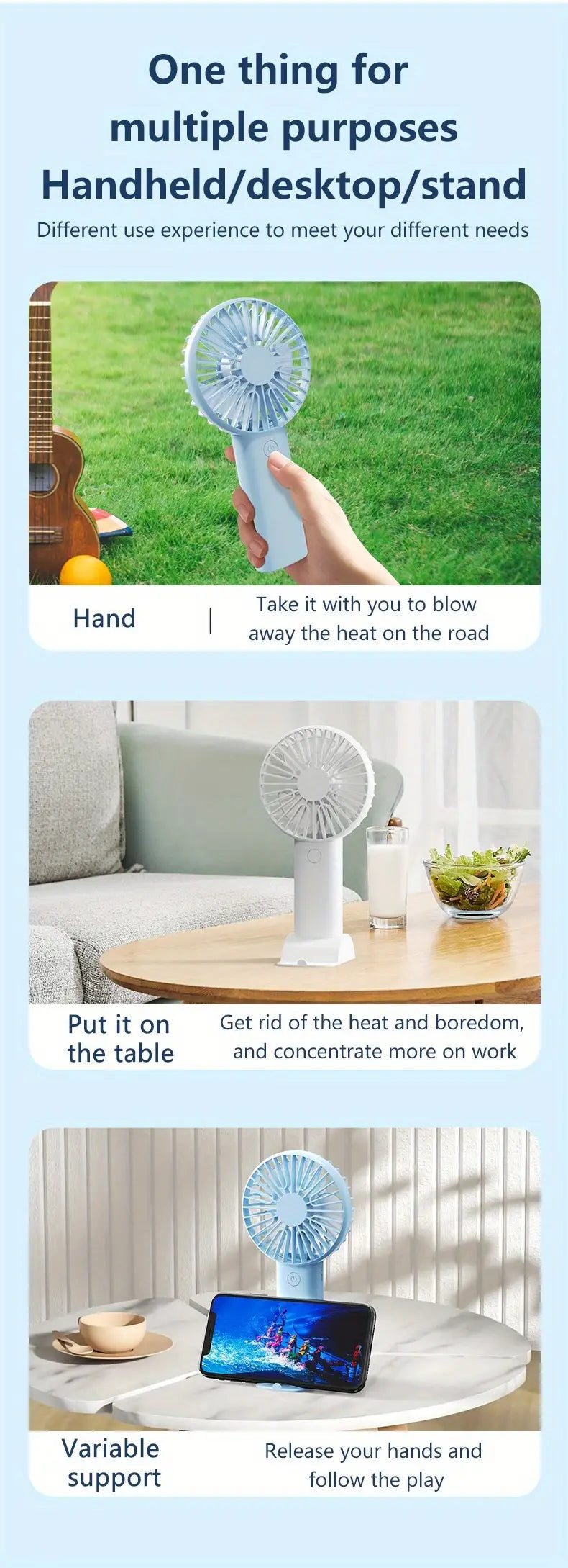 Mini USB Handheld Desk Fan - Portable and Quiet